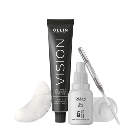 OLLIN PROFESSIONAL Набор для окрашивания бровей и ресниц, светло-коричневый / Ollin Vision 20 мл - 3