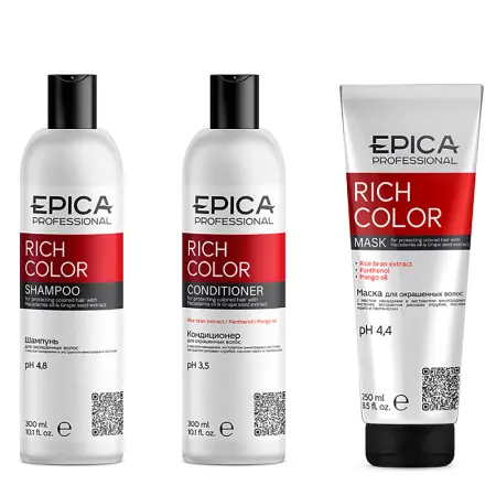 EPICA PROFESSIONAL Набор для окрашенных волос (шампунь 300 мл + кондиционер 300 мл + маска 250 мл) Rich Color - 5