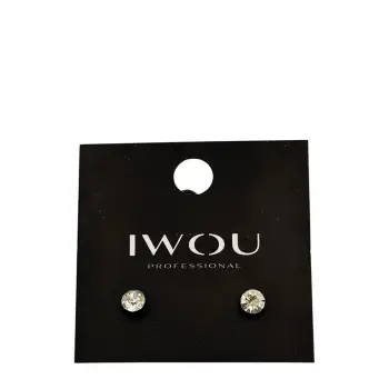 Серьги гвоздики IWOU белый кристалл 7мм