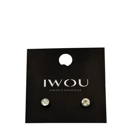 IWOU PROFESSIONAL Серьги гвоздики IWOU белый кристалл 7мм - 1