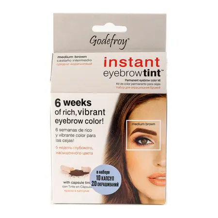 GODEFROY Краска-тинт профессиональная в капсулах для бровей, коричневый / Eyebrow Tint Medium Brown 10 капсул - 1