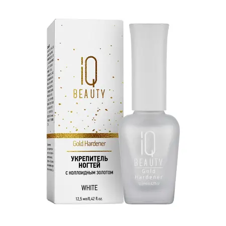 IQ BEAUTY Укрепитель для ослабленных и ломких ногтей с коллоидным золотом / Gold Hardener White 12,5 мл - 2