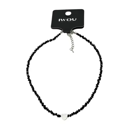 IWOU PROFESSIONAL Чокер Кристалики черный с сердечком - 1