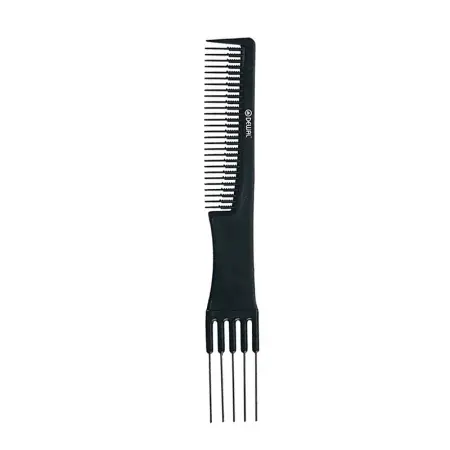 DEWAL PROFESSIONAL Расческа рабочая для начеса, металлическая вилка Эконом (черная) 19 см - 2