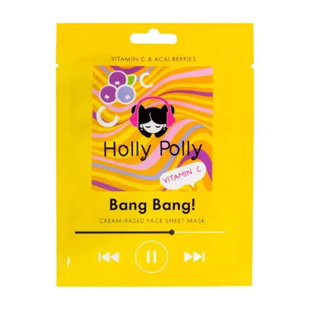 HOLLY POLLY Маска тканевая для лица, витаминная, на кремовой основе с витамином С и ягодами асаи / Holly Polly Bang Bang! 22 гр - 1
