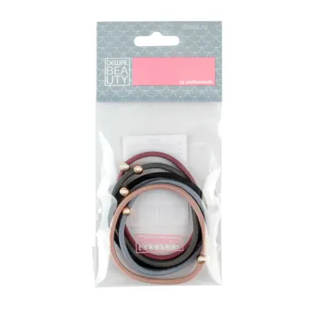 DEWAL BEAUTY Резинки для волос цветные, с бусинками 5 шт - 2