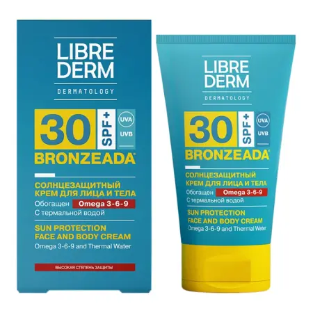 LIBREDERM Крем солнцезащитный SPF30 с омега 3-6-9 и термальной водой / BRONZEADA 150 мл - 2