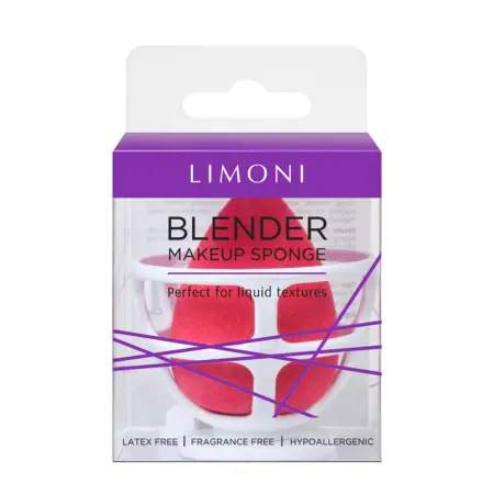 LIMONI Спонж для макияжа в наборе с корзинкой / Blender Makeup Sponge Red - 2