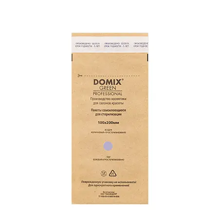 DOMIX Крафт-пакеты для стерилизации и хранения инструментов коричневые 100х200 / Domix DGP 100 штук - 1