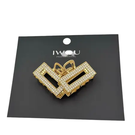 IWOU PROFESSIONAL Набор крабов для волос мини Стразы в золоте 2шт - 2