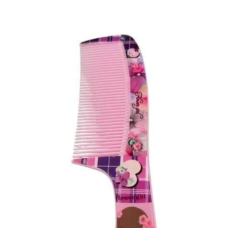 IWOU PROFESSIONAL Расческа с ручкой розовая Flower girl 21см - 2