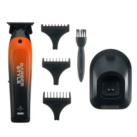 DEWAL PROFESSIONAL Машинка для стрижки окантовочная DEWAL PRO BARBER STYLE, аккумуляторно-сетевая, 7000 об\мин, Т-нож 40 мм, 0.2 мм, 3 насадки - 9