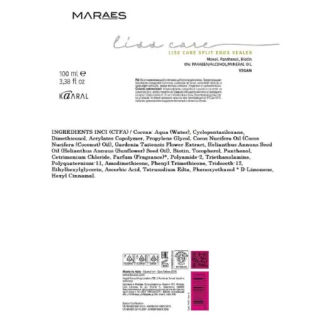 KAARAL Флюид восстанавливающий уплотняющий для волос / LISS CARE SPLIT ENDS SEALER 100 мл - 2