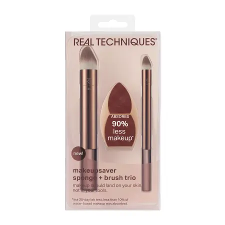 REAL TECHNIQUES Набор кистей и спонж для макияжа / Real Techniques Makeupsaver Sponge + Brush Trio - 1