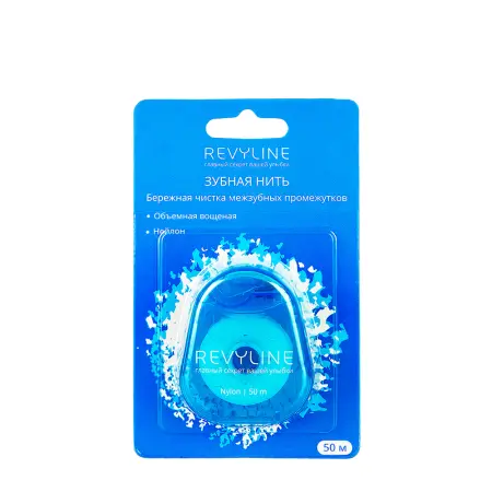 REVYLINE Нить зубная вощеная, нейлон, 50 м, синяя / Revyline - 1