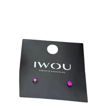 Серьги гвоздики IWOU фуксия 5мм