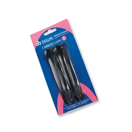 DEWAL PROFESSIONAL Зажим для волос черный, карбоновый 9 см 4 шт/уп - 2