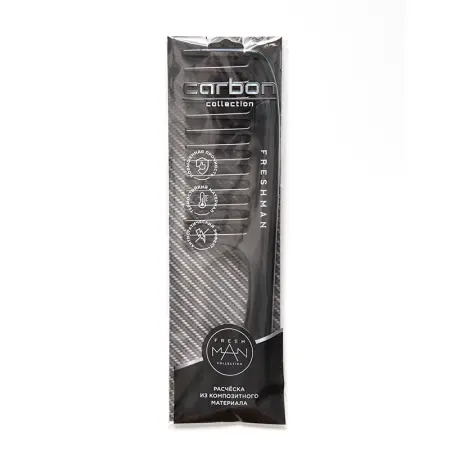 FRESHMAN Расческа большая с ручкой, редкими зубьями / Collection Carbon - 3