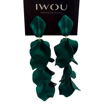 IWOU PROFESSIONAL Серьги Танцующие лепестки изумруд - 2