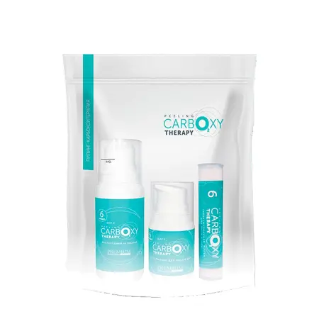 PREMIUM Набор для лица и шеи (гель-пилинг 50 мл + активатор 100 мл + маска 6 шт.) Peeling carboxy therapy - 1