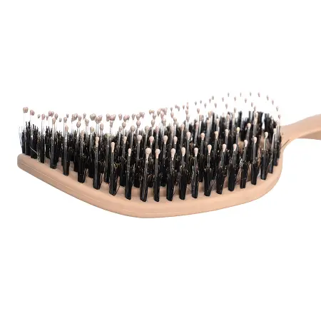 SOLOMEYA Расческа массажная для волос с натуральной щетиной, бежевая / Hair Brush with natural boar bristle Beige - 4