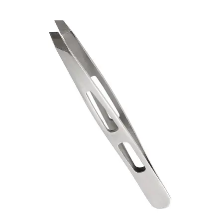 SILVER STAR Пинцет косметологический, косой с отверстиями / CLASSIC 100 мм - 1