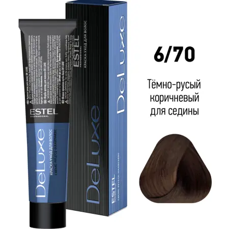 ESTEL PROFESSIONAL 6/70 краска для волос, темно-русый коричневый для седины / DELUXE 60 мл - 2