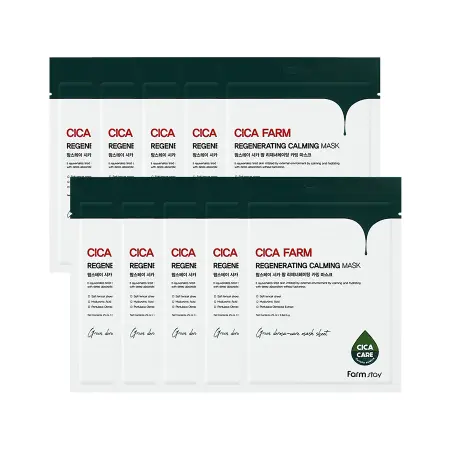 FARMSTAY Маска тканевая для лица с центеллой / Cica Farm Regenerating Calming Mask 10*25 мл - 3