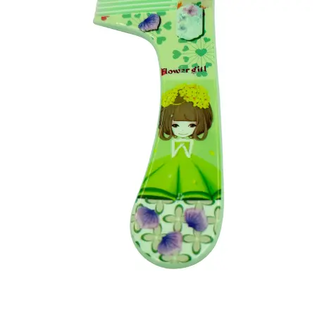 IWOU PROFESSIONAL Расческа с ручкой зеленая Flower girl 21см - 3