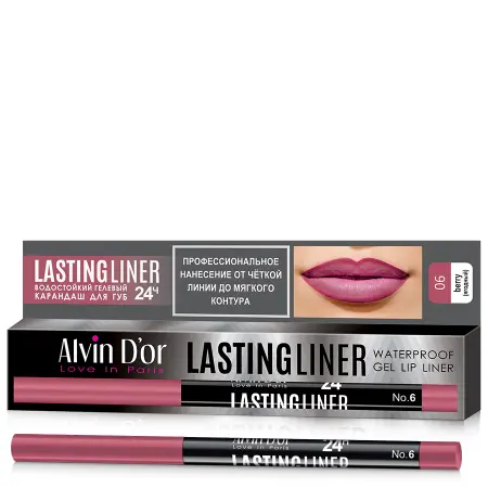 ALVIN D OR Карандаш гелевый водостойкий для губ, тон 06 ягодный / LASTINGLINER 0,29 гр - 2