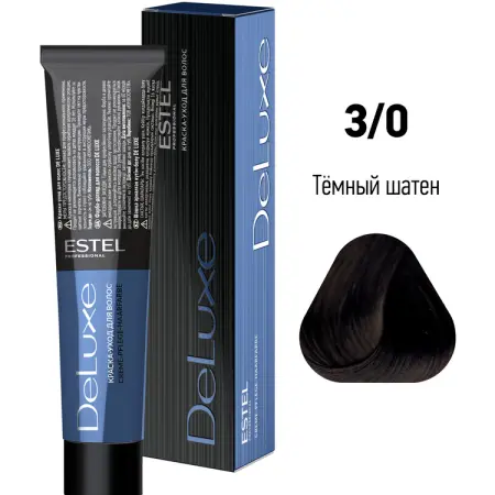 ESTEL PROFESSIONAL 3/0 краска для волос, темный шатен / DE LUXE 60 мл - 2