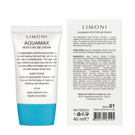 LIMONI Крем для лица увлажняющий, тон №1 / Aquamax Moisture BB Cream 40 мл - 3