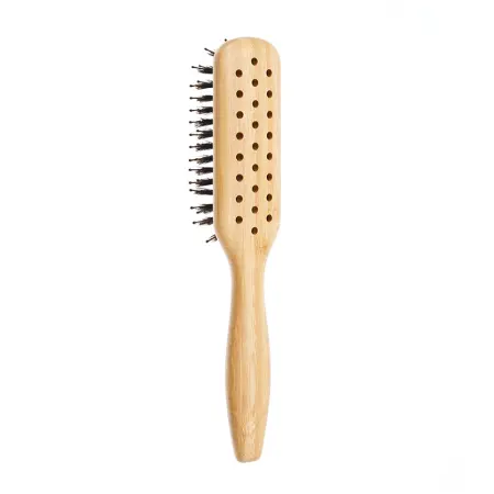 DEWAL PROFESSIONAL Щетка массажная Bamboo деревянная прямоугольная, пластиковый штифт + натуральная щетина, 5 рядов - 3