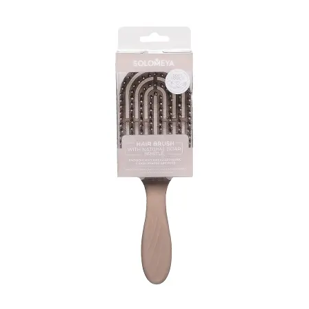 SOLOMEYA Расческа массажная для волос с натуральной щетиной, бежевая / Hair Brush with natural boar bristle Beige - 5