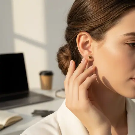 IWOU PROFESSIONAL Серьги гвоздики IWOU светлая бронза 7мм - 2