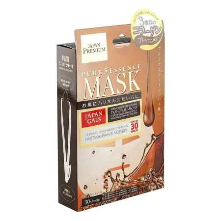 JAPAN GALS Маска для лица c тремя видами коллагена / Pure5 Essence Premium 30 шт - 2