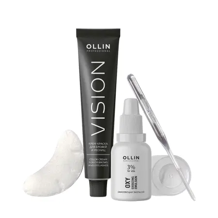 OLLIN PROFESSIONAL Набор для окрашивания бровей и ресниц, холодно-коричневый / Ollin Vision 20 мл - 3