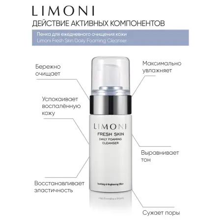 LIMONI Пенка для ежедневного очищения кожи / Daily Foaming Cleanser 100 мл - 4