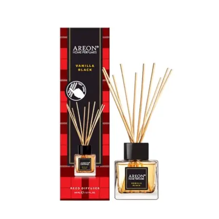AREON Диффузор ароматический, ванильный черный / HOME PERFUME STICKS TARTAN Vanilla Black 50 мл - 1