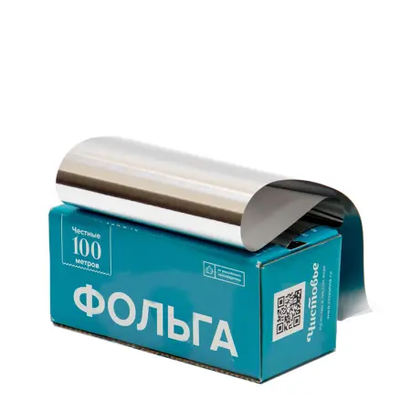 ЧИСТОВЬЕ Фольга 18 мкр 12 см*100 м серебро в коробке - 4