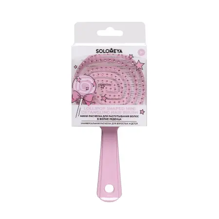 SOLOMEYA Расческа-мини для распутывания волос в форме леденца, розовая / Lollipop Shaped Mini Detangling Hair Brush Pink - 5