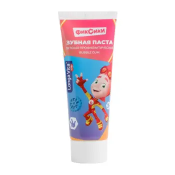 Паста зубная детская профилактическая от 3-х лет Фиксики / Longa Vita Biotech Bubble Gum 75 гр