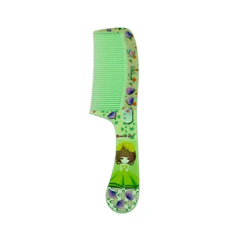IWOU PROFESSIONAL Расческа с ручкой зеленая Flower girl 21см - 1
