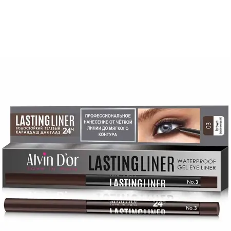 ALVIN D OR Карандаш гелевый водостойкий для глаз, тон 03 коричневый / LASTINGLINER 0,29 гр - 2