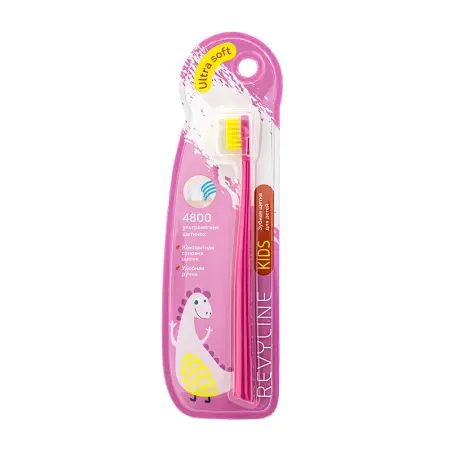 REVYLINE Щетка зубная детская от 3 до 12 лет, розовая / KIDS S4800 - 1