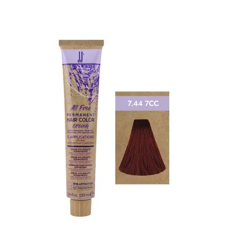 JJ 7.44 7CC крем-краска безаммиачная для волос - насыщенный медно-русый / All free 100 мл - 1