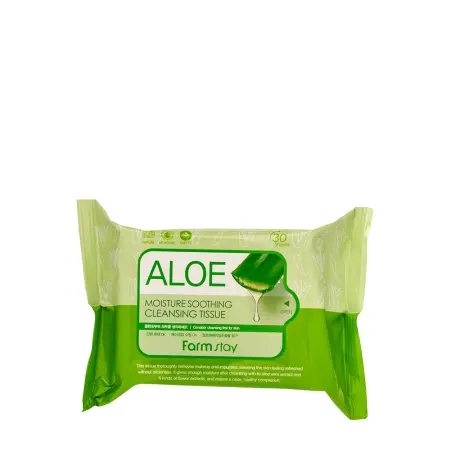 FARMSTAY Салфетки освежающие для снятия макияжа с алоэ вера/ Aloe moisture soothing cleansing tissue 30 шт - 1