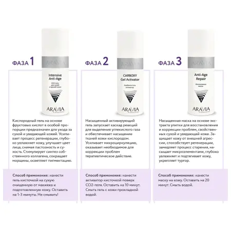 ARAVIA Professional Набор карбокситерапии для сухой и зрелой кожи лица / CO2 Anti-Age Set 3*150 мл - 8