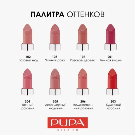 PUPA Помада губная, 201 Темная вишня / VAMP! 3,5 гр - 3