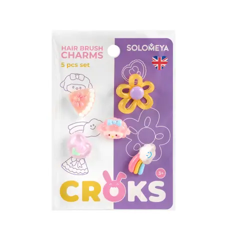 SOLOMEYA Набор украшений для расчески, Радуга / Set of charms for hair brush, Rainbow, 5 шт - 1